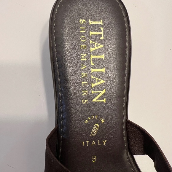 Italian Shoemakers Slip On Wedge Sandals Size 9 Brown/Gold Made in Italy - Picture 6 of 7